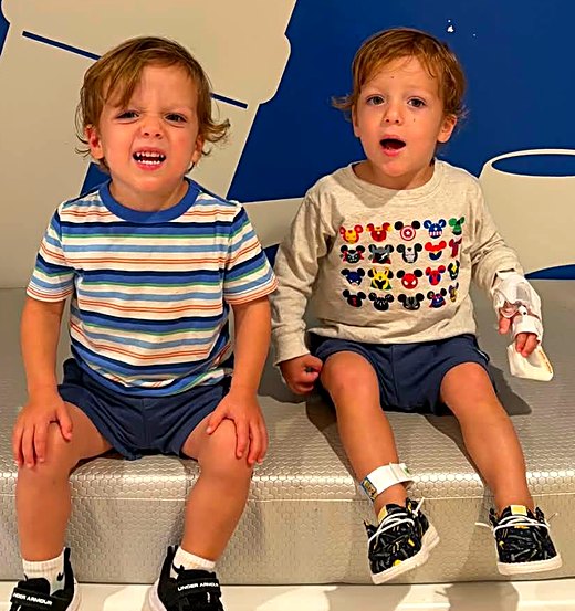 Carter and his brother on the hospital astronaut bench