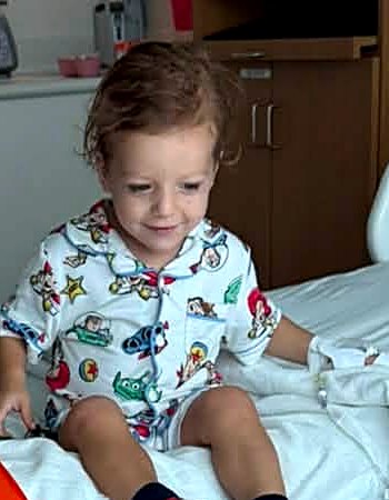 Carter on his hospital bed